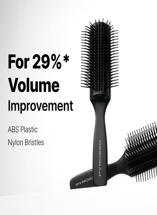 Pyrosso Round Volume Styling Brush, Heat-Resistant Nylon Bristles, Professional Hair Brush for Men, Black - Image 2